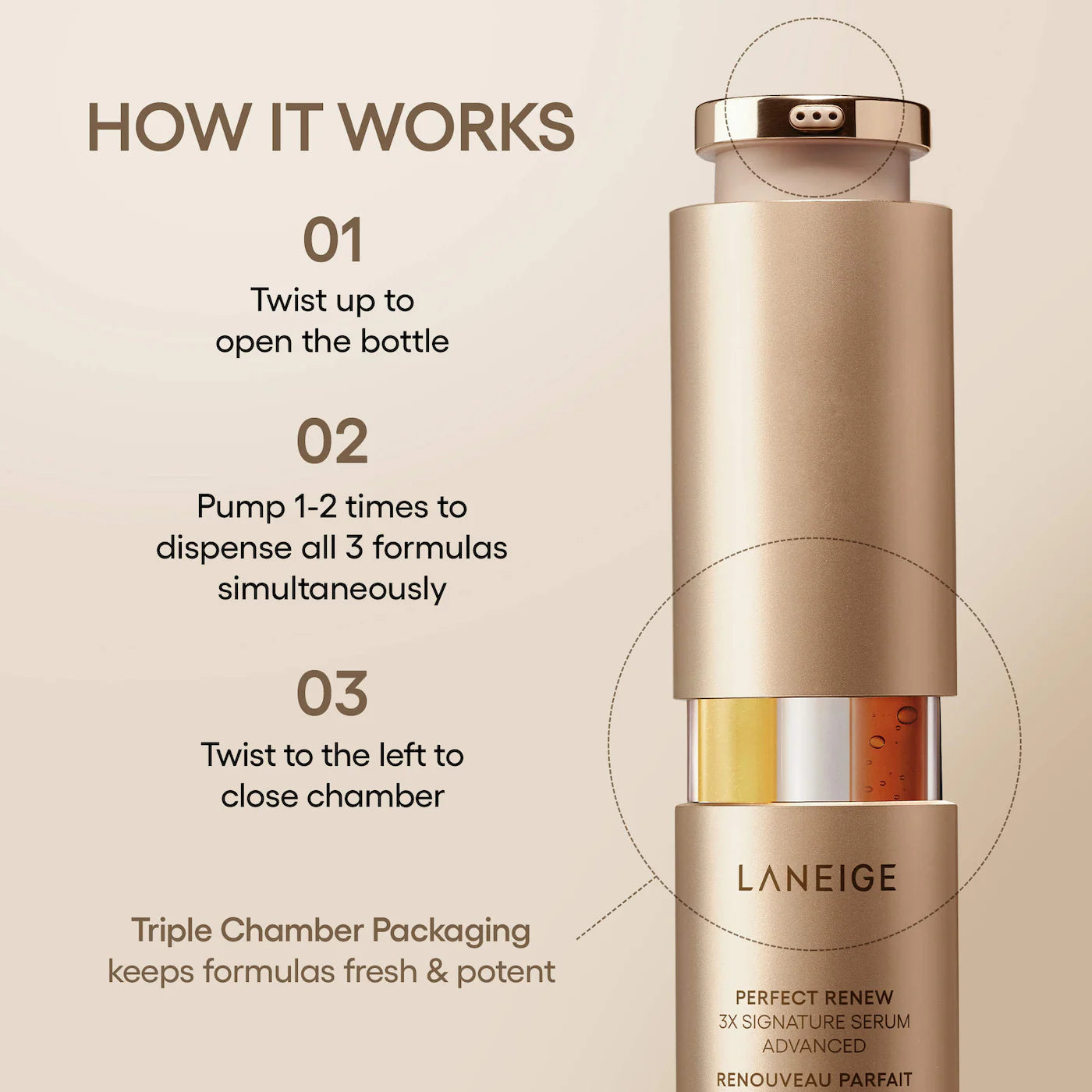 Perfect Renew 3x Signature Serum Advanced for Anti-Aging, Firming & Lifting - Laneige